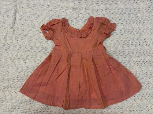 Handwoven Cotton Kids' Dress in Pink-Yellow Tones